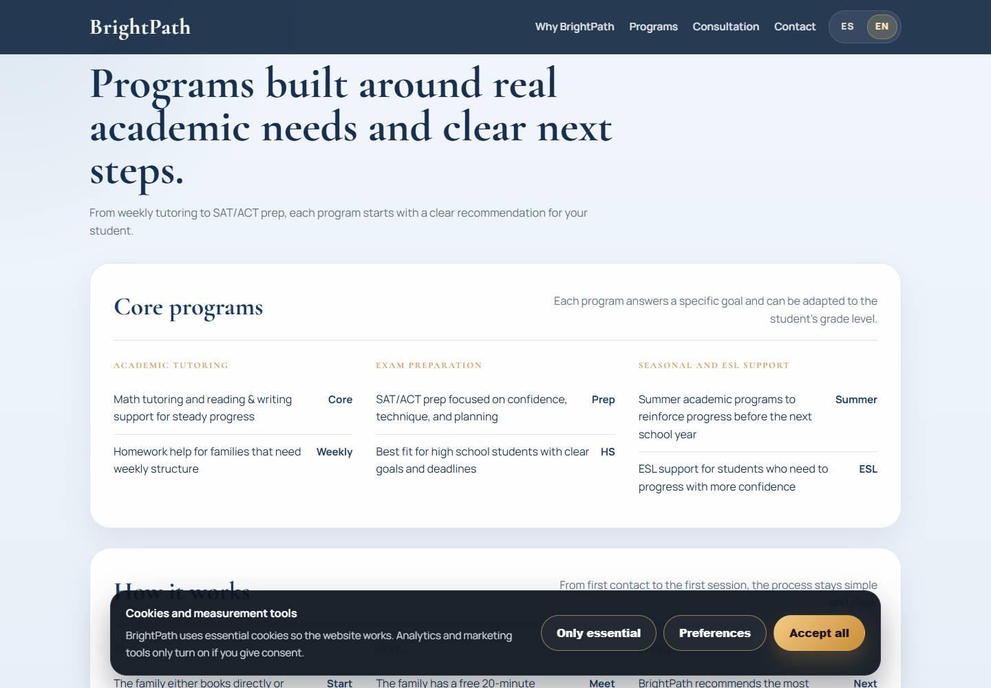 BrightPath Learning Center Demo: Programas